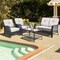 4-Piece Outdoor Rattan Patio Set Black PE Rattan Steel Loveseat 2 Chairs Table